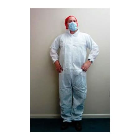 Keystone Safety SMS Coverall, Elastic Wrists & Ankles, Zipper Front, Single Collar, White, 4XL, 25/Case CVLSMSREG-E-4XL